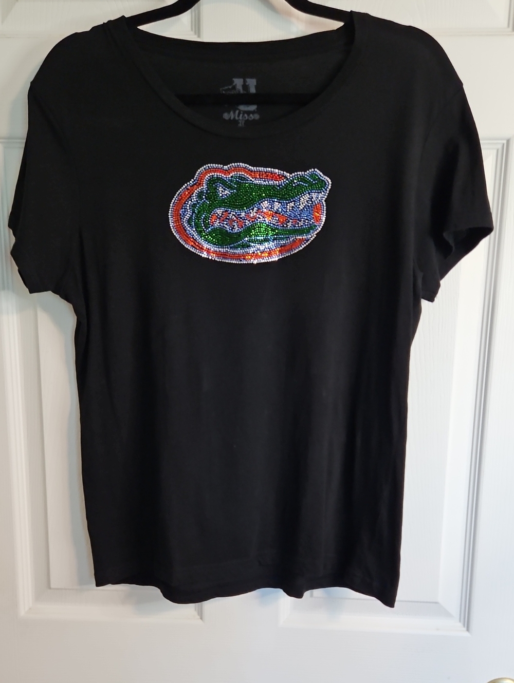 University of Florida Black Rhinestone Alligator Logo Tee